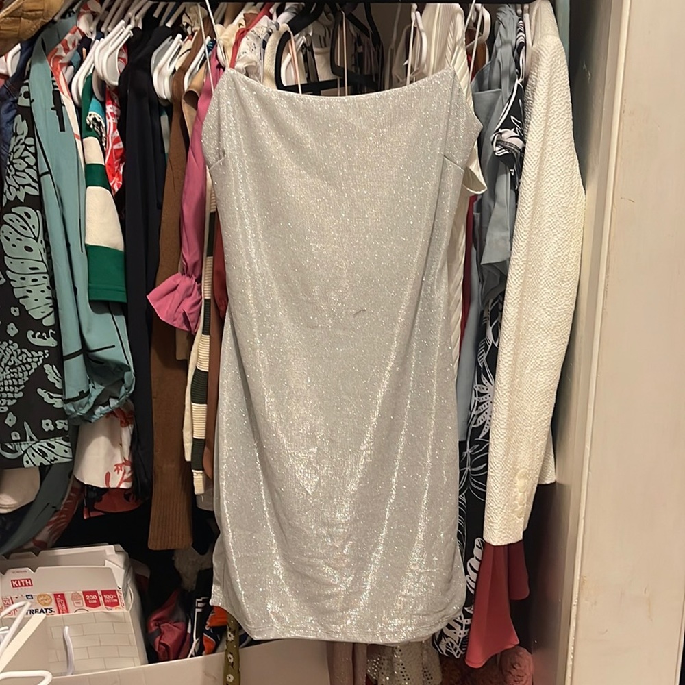 Q shimmery silver dress